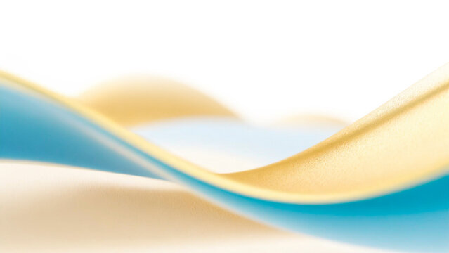 Golden and blue color silk wave on white background © Mariusz Blach