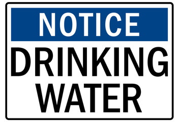 Potable water sign and labels drinking water