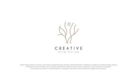 Woman body Health and wellness logo design line art style. vector illustration