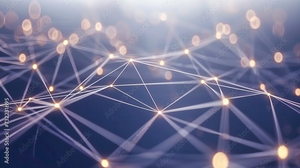 Poster futuristic network connectivity, abstract technology background with digital lines and geometric sha