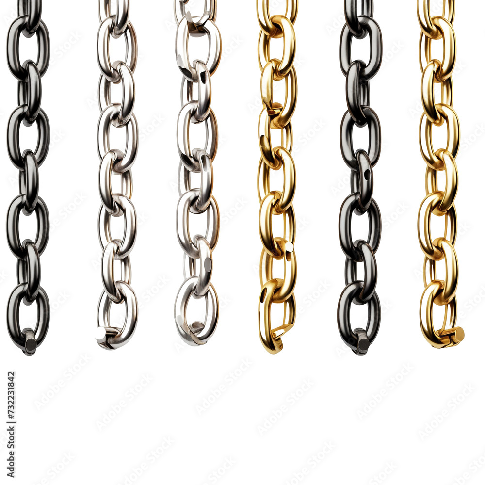 Poster macros of chain pendants isolated on transparent background