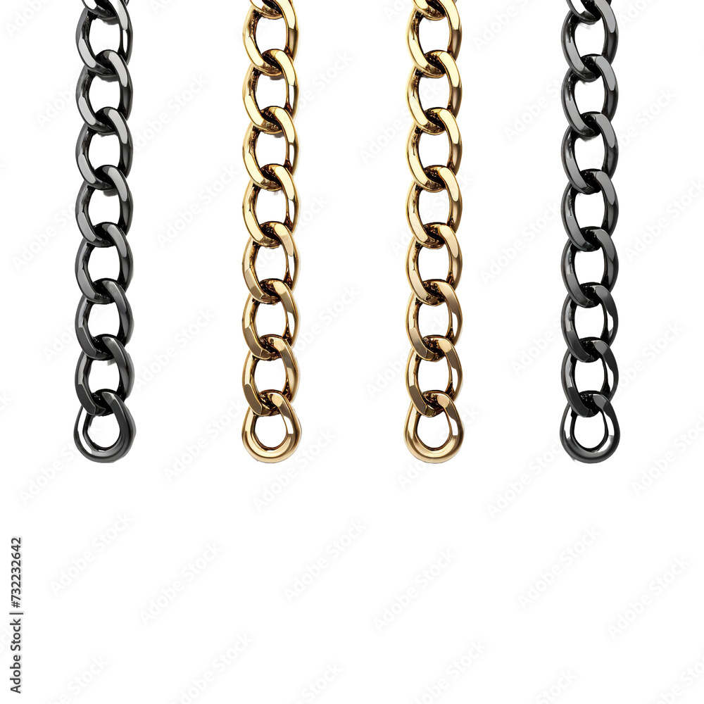 Poster macros of chain pendants isolated on transparent background