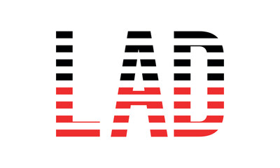 LAD three initial letter iconic line negative space minimal logo design vector template. monogram, abstract, wordmark, business, typography, minimalist, brand, company, flat, modern, unique, simple