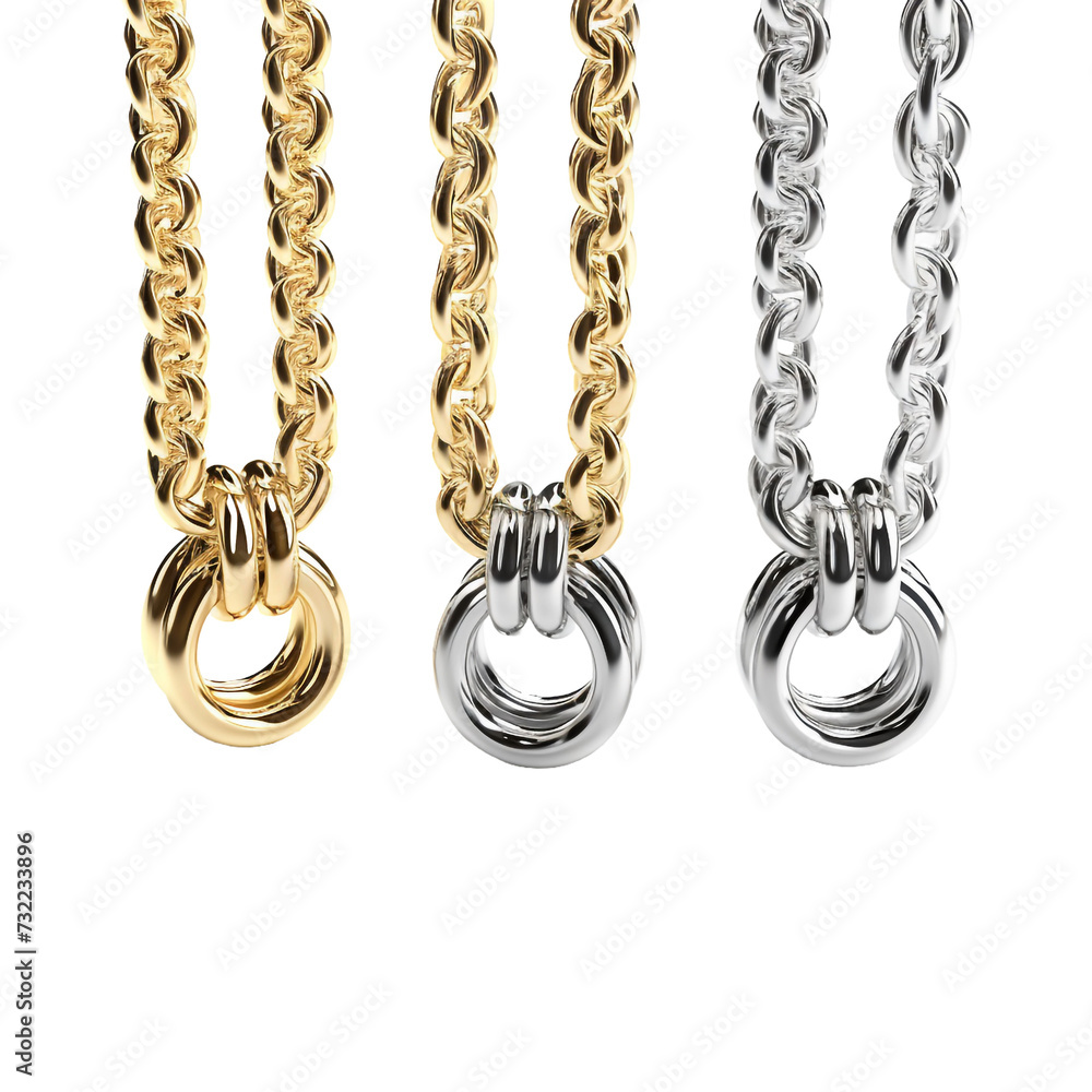 Poster macros of chain pendants isolated on transparent background