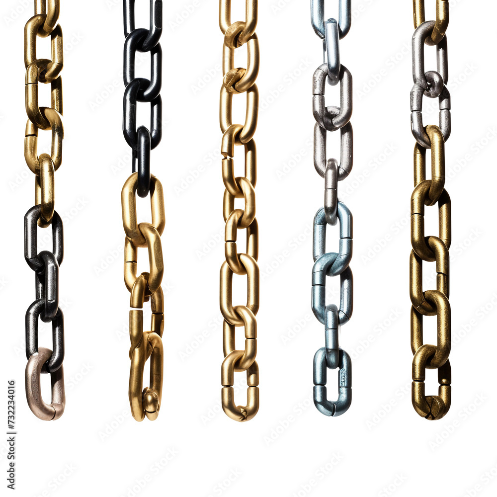 Poster macros of chain pendants isolated on transparent background
