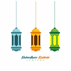 Illustration Graphic Vector of lantern flat design suitable for ramadhan and eid