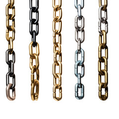Macros of chain pendants isolated on transparent background