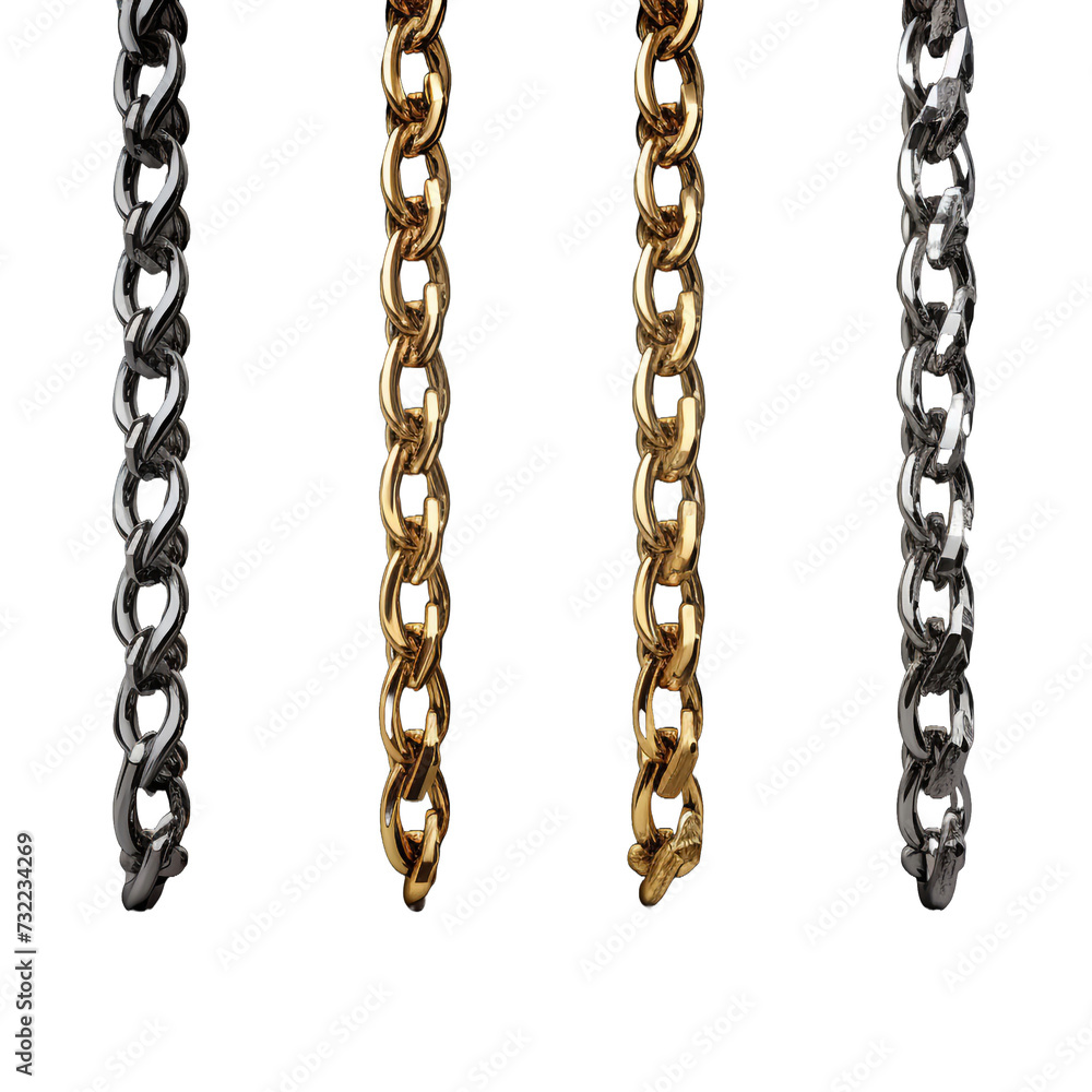 Poster macros of chain pendants isolated on transparent background