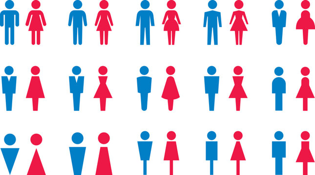 男女のトイレマークのベクターイラストセット