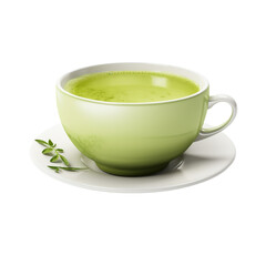 Made sweet green tea cup isolated on transparent background