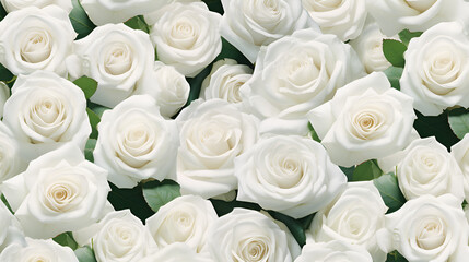 A Captivating Glimpse: Many White Roses Seen from Above in These Serene White Wallpapers