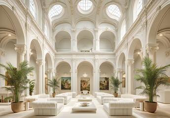 Elegant Palace Interior, European Architecture and Historical Landmark, Luxurious Hall with Artistic Decor and Design