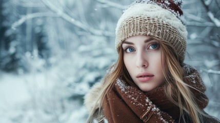 Beautiful portrait of a girl in winter.
