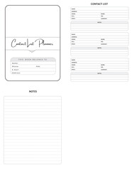 Editable Contact List Planner Kdp Interior printable template Design.