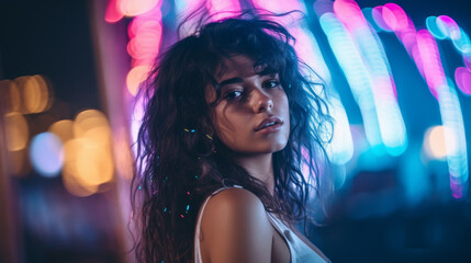 Teenager's Neon Fantasy: Portrait in Lights 