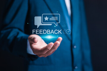 Customer satisfaction survey concept, company online user feedback rating, reputation management....