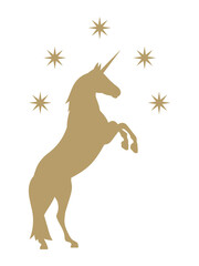 Unicorn silhouette with stars stencil template colored clipart