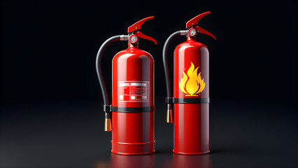 Obraz premium factory industrial fire extinguisher isolated on a black background. fire extinguisher illustration