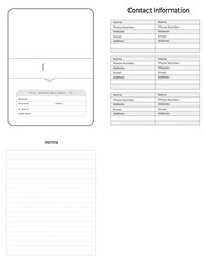 Editable Contact Information Planner Kdp Interior printable template Design.