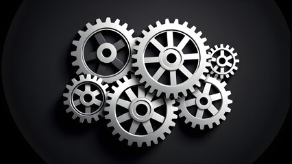 factory industrial cog clipart isolated on a black background. gears and cogs. gears on a black background