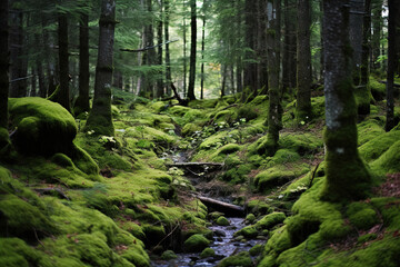 waterfall in the forest.