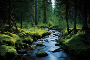 waterfall in the forest.