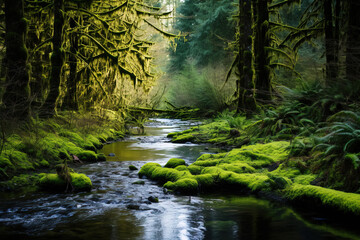 waterfall in the forest.
