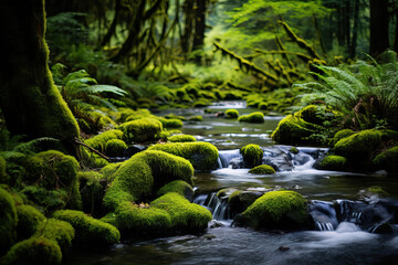waterfall in the forest.