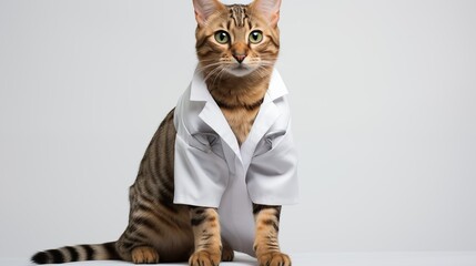cat, Toyger in doctor gown