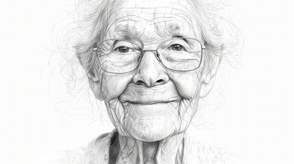 Portrait of an elderly person with a wise and weathered face, captured in a black-and-white image, showcasing the artistry of aging and the depth of life experience