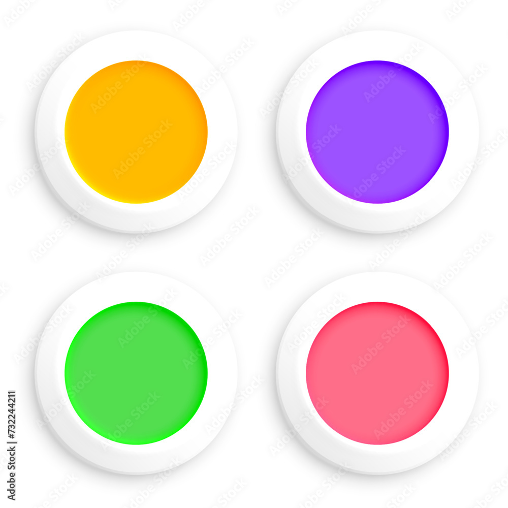 Wall mural 3d style blank web round button in pack