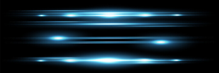 Red horizontal lens flares pack. Laser beams, horizontal light flares. Glowing streaks on dark background. Luminous abstract sparkling lined background.
