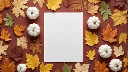 autumn leaves on a white background with space text