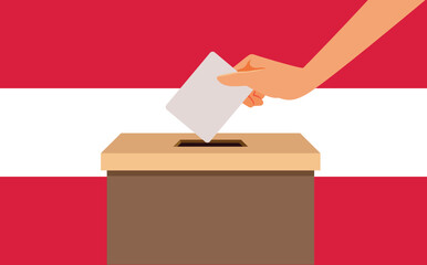 Political Elections in Austria and People Voting Vector Concept Illustration. Austrian people voting for new government in national elections 
