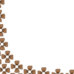 Brown Floral Design Border Isolated on White