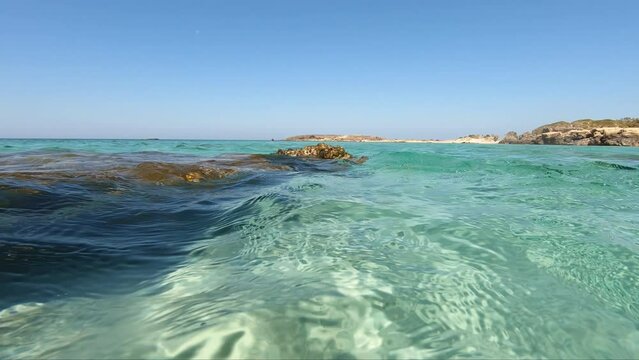 Slow motion video on Elafonisi beach. Crete. Greece