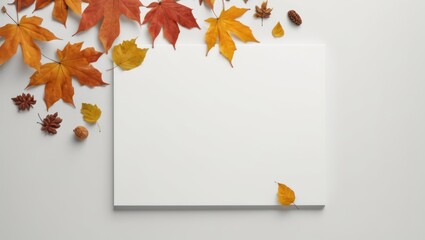 autumn leaves on a white background with space text