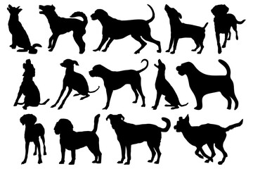 Dog Silhouette Vector Set. Stock Illustration.
