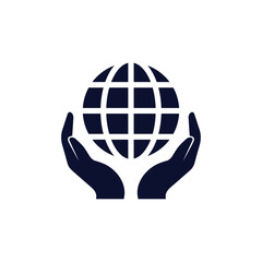 Two hands hold up globe , vector icon design.