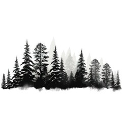 Fototapeta premium Illustration with forest silhouettes on a white background
