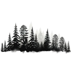 Illustration with forest silhouettes on a white background