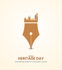 World heritage day. Heritage day creative design for social media banner, poster, 3D Illustration