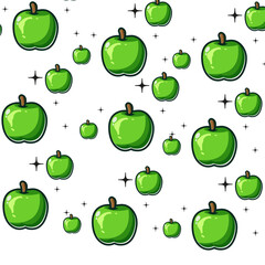 seamless pattern with vector green apples
