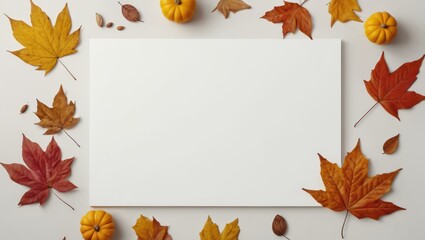 autumn leaves on a white background with space text