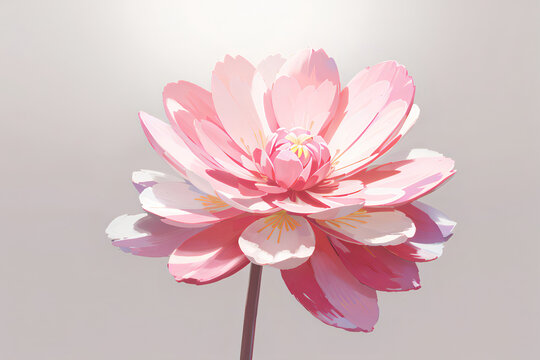 Pink Lotus: Watercolor Beauty Blooms on White, Serenity Captured in Floral Artistry.
