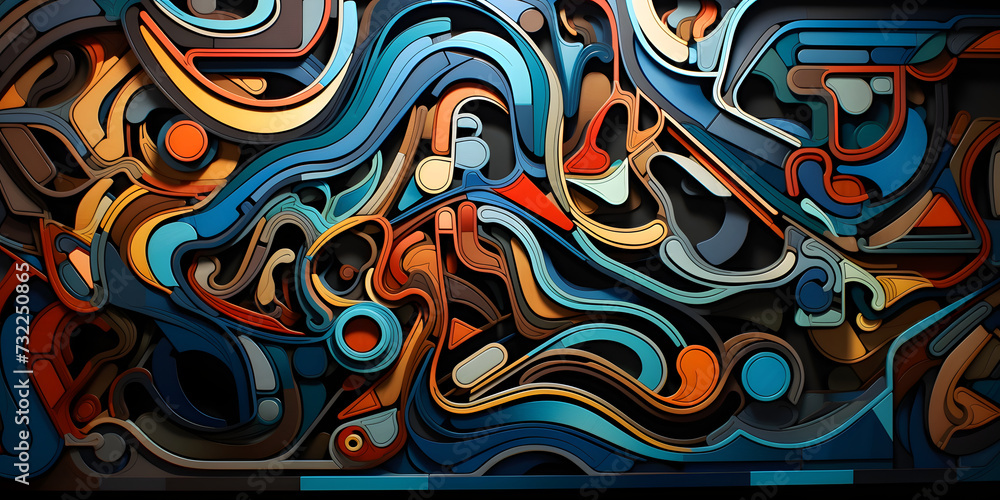Poster abstract colorful layered flow design 3d rendering