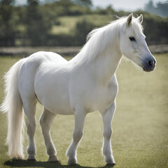 Naklejka na ściany i meble white horse on the meadow