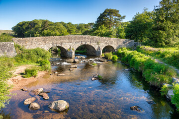 Fototapeta na wymiar Dartmoor, the Old Bridge at Two Bridges, Devon, UK