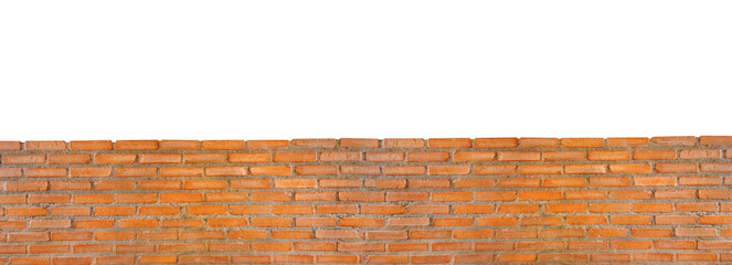 Red brick wall isolated on white background