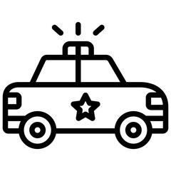 police car icon illustration design with outline